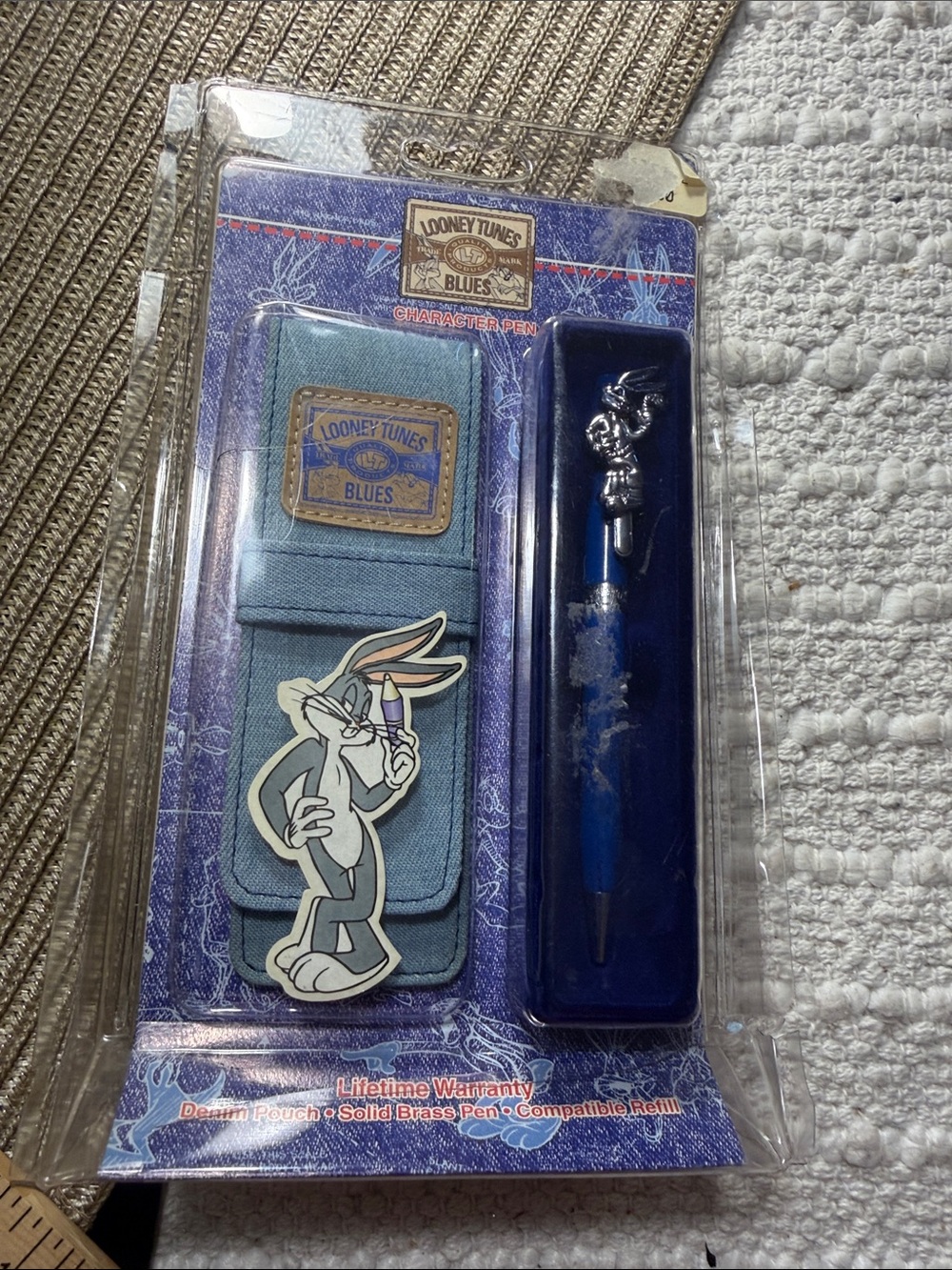 Vintage Looney Tunes Bugs Bunny Blues Character Pen Denim Pouch NOS Sealed